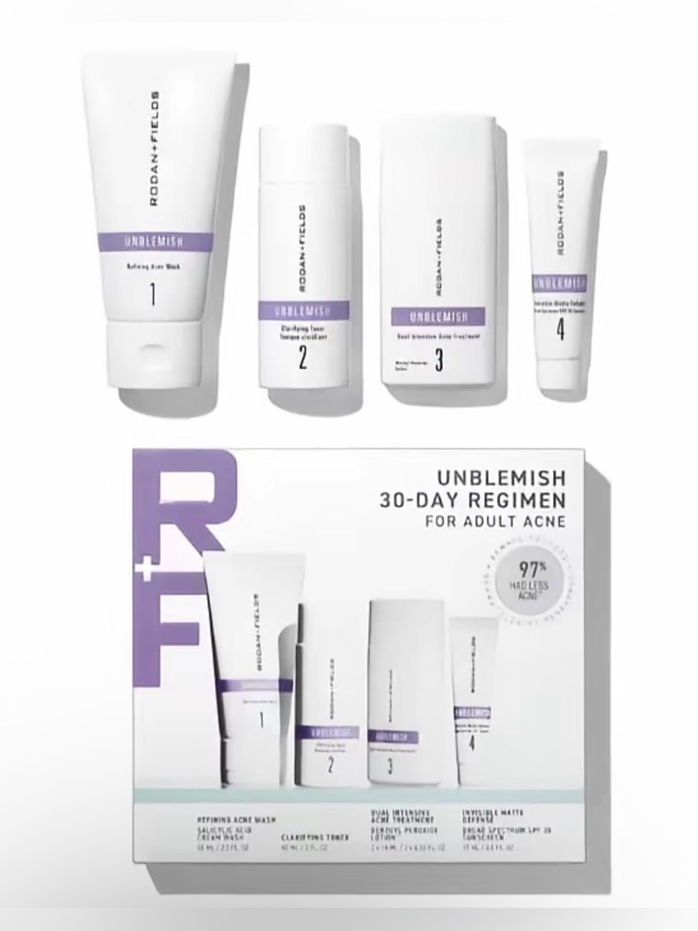 NEW Rodan + Fields UNBLEMISH 30-Day Regimen for Adult Acne Treatment